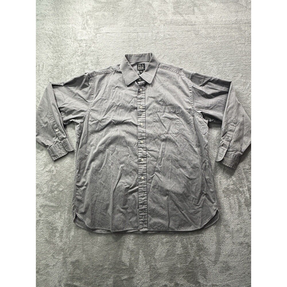 Jos. A. Bank 100% Cotton Dress Shirt 17-33 Gray Long Sleeve Made in Hong Kong